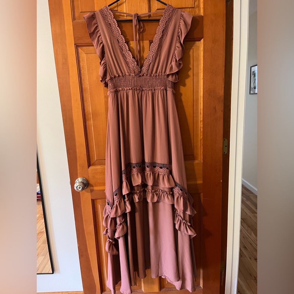 Baltic Born Pink Ruffled Tiered Dress